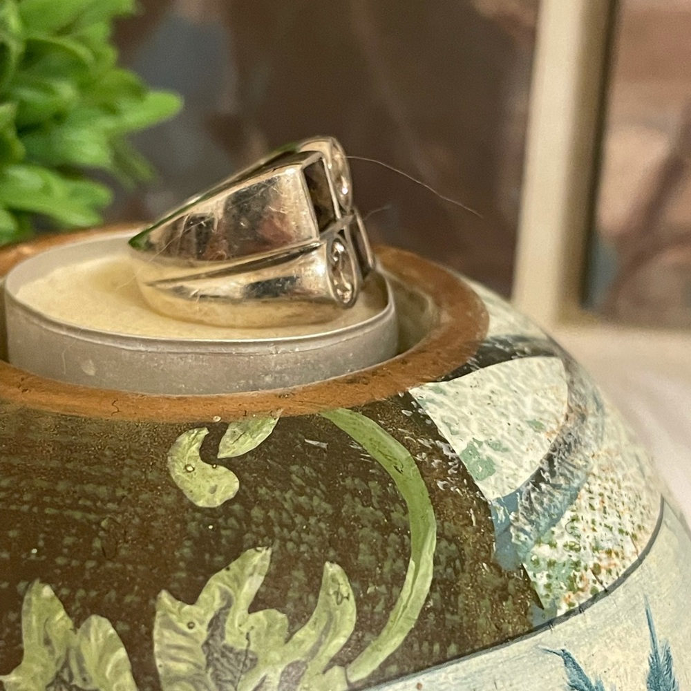 Agate/Sterling Silver Square Ring - image 3